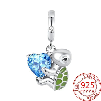 Charms-Anhänger aus 925er-Sterlingsilber mit blauen Ozean-Serie, passend für das DIY-Armband der Marke, Damenschmuck, Geschenke für Freundin