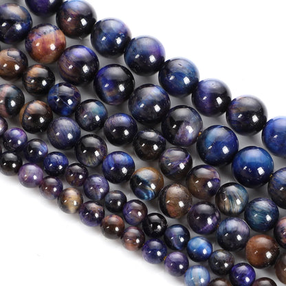 Natursteinperlen, mehrfarbig, Tigerauge, lose Distanzperlen für die Herstellung von Armbändern, Schmuck, DIY-Zubehör, Auswahlgröße 4/6/8/10/12 mm