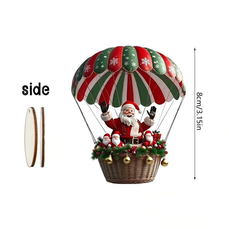 2D Weihnachtsmann Fallschirm Weihnachtsbaum Ornamente Neujahr Party Dekoration 2025, Weihnachten Indoor Outdoor Home Decor DIY Geschenke