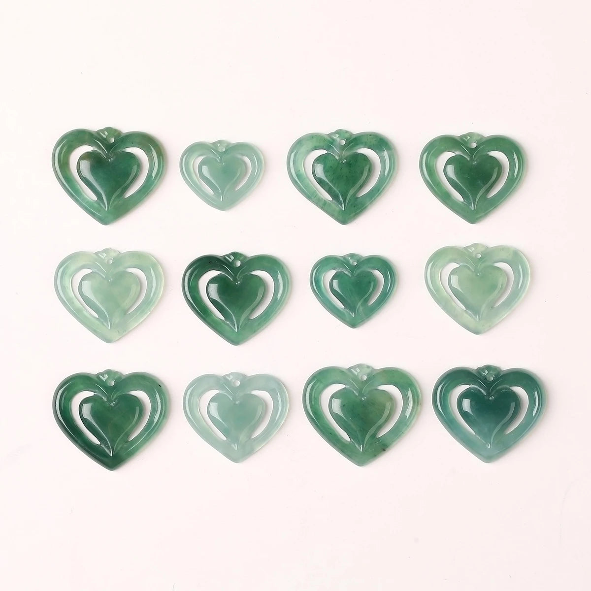 1 piece natural stone Guatemala jadeite carved heart shape emerald bead for jewelry making DIY necklace bracelet charms accessories