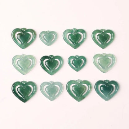 1 piece natural stone Guatemala jadeite carved heart shape emerald bead for jewelry making DIY necklace bracelet charms accessories