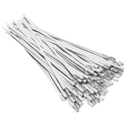 100 Stück Edelstahl-Kabelbinder, Mehrzweck-Kabelbinder, hitzebeständig, robuste Stahlbänder, Metall-Kabelbinder für Bauernhöfe, Außenzäune