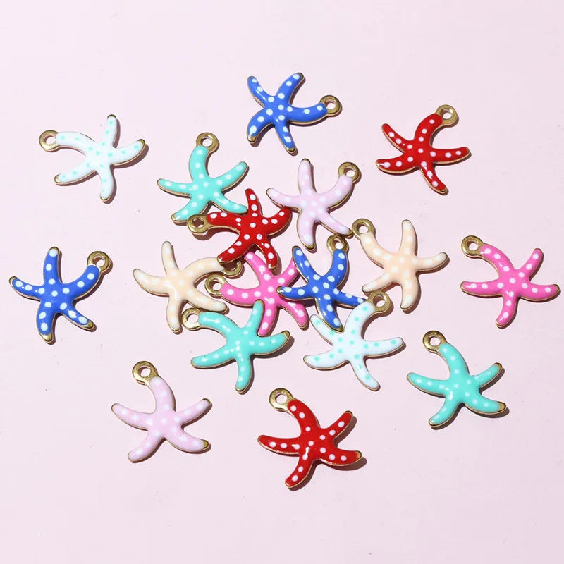 20 Stück 10,5x10mm Edelstahl Kleine Seestern Anhänger Emaille DIY Schmuck Herstellung Zubehör Zubehör Halskette Ohrringe