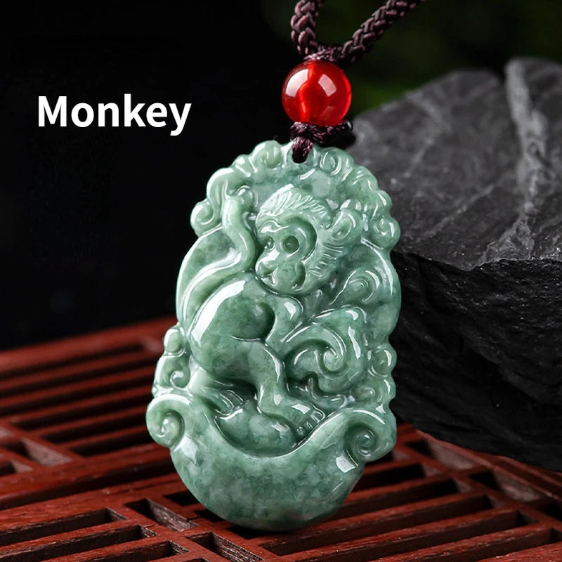 Natürliche eine Ware Jadeit zwölf chinesische Tierkreis Ratte Tiger Anhänger Schmuck hand geschnitzte benutzer definierte Maskottchen Schmuck Jade Halskette Geschenk