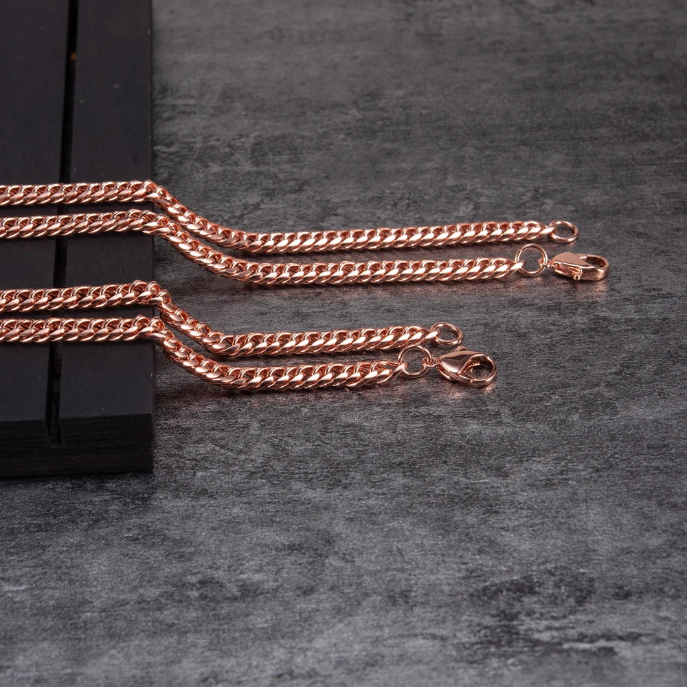 Vinterly Lange Halskette mit kubanischer Kette für Männer und Frauen, rotes Kupfer, verstellbar, 20/22 Zoll, gedrehte Halsketten, kratzfester Kettenschmuck