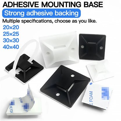 250/500/1000 Stück Kabelbinderhalterungen, langlebige Clip-Klemme, Wandhalter, Basis, selbstklebende Rückseite, Kabelbinder, Halterung, Kabel, Draht