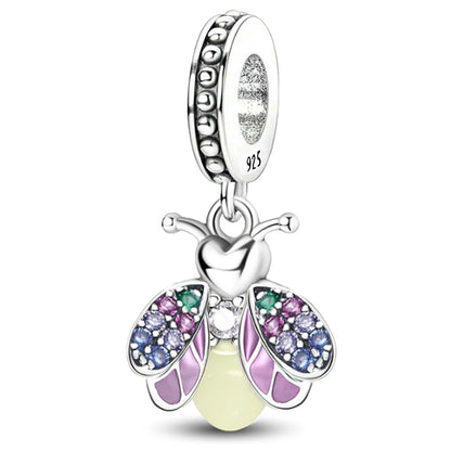 Charms aus 925er-Sterlingsilber mit Tierhantel, niedlicher rosa Hund, Perlen, passend für DIY-Armbänder, Armreifen, Geschenk von hochwertigem Schmuck