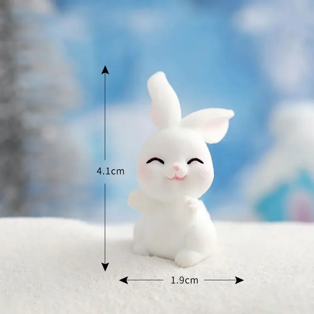 Figuren Miniatur Niedlicher Schneemann Hase Weihnachtskaninchen Mikrolandschaft Ornament Schreibtischzubehör Feengarten Heimdekoration