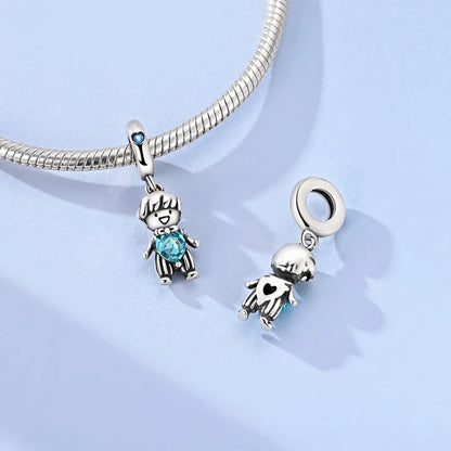 Charm-Anhänger aus 925er-Sterlingsilber, lila Herz, Mond, Planet, Perlen, passend für Charms, Silber, Original-Armband für Damen, Schmuck
