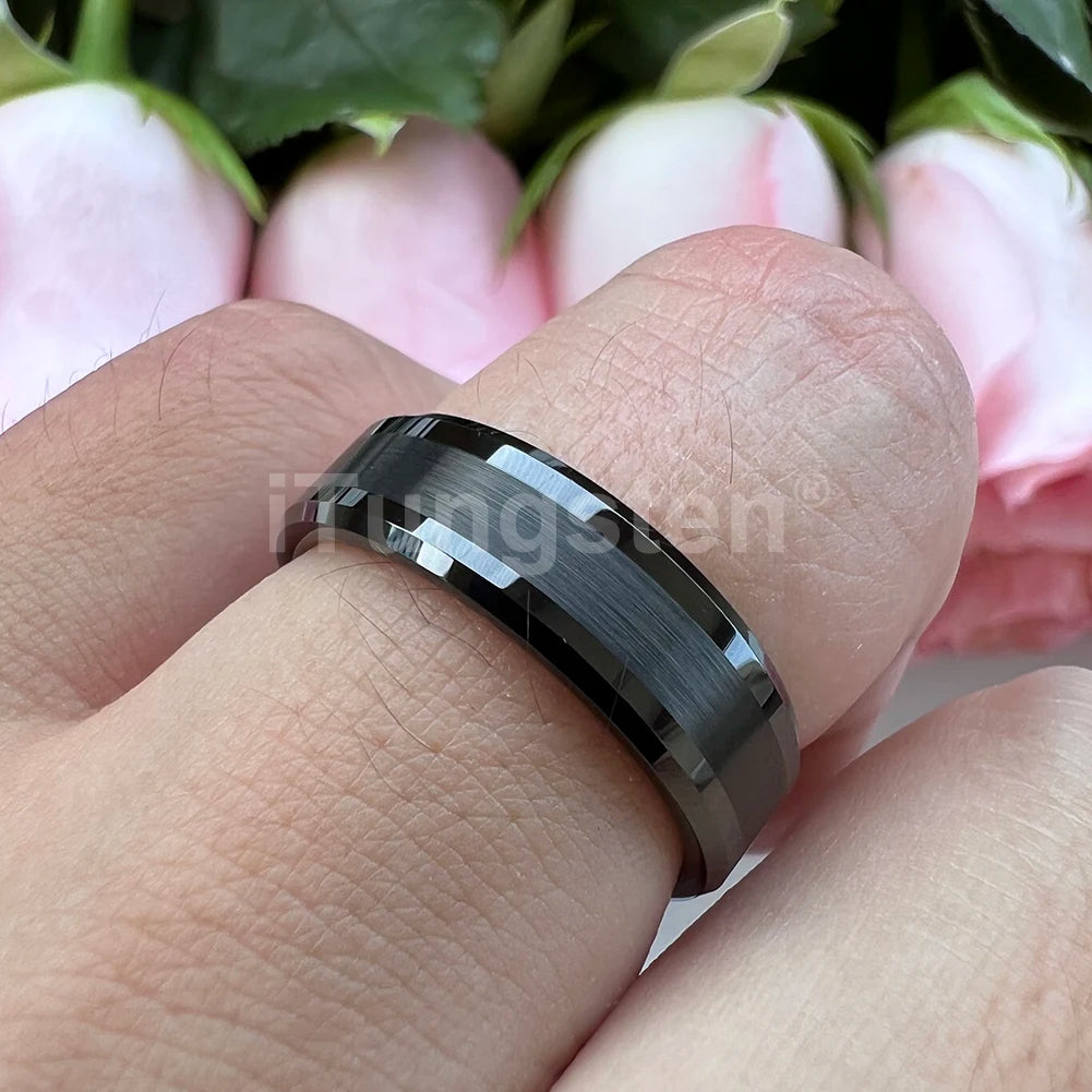 iTungsten 6mm 8mm Wolframkarbid-Fingerring für Herren und Damen, Verlobung, Ehering, Modeschmuck, I Love You, graviert, bequeme Passform