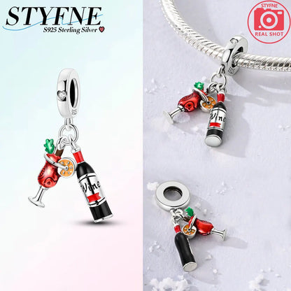 Charm-Anhänger aus 925er-Sterlingsilber, Vintage-Stil, blaues und weißes Porzellan, Teetasse, Perlen, passend für Original-Armbänder, Schmuck, Geschenk