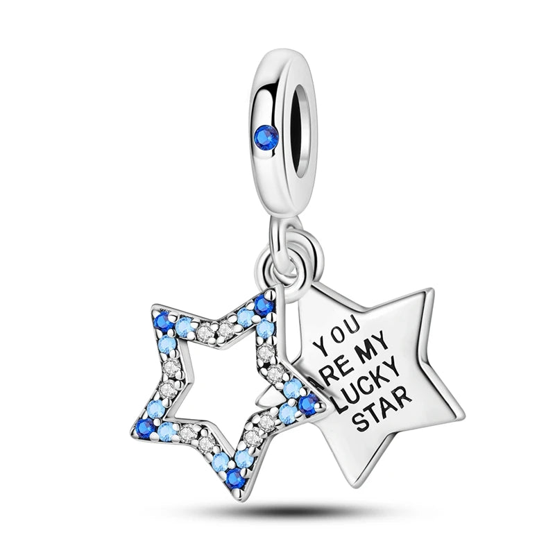 Blue Series Charm-Anhänger aus 925er-Sterlingsilber, Saphir, Baum des Lebens, Flasche, Elefant, Planet, Ozean, Herz, passend für DIY-Armbänder, Halsketten, Geschenke