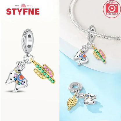 Silber 925 Gold Pyramide Mumie Doppel Charm Elefant Perlen passen Original Armband DIY edlen Schmuck Zubehör für Frauen Geschenke
