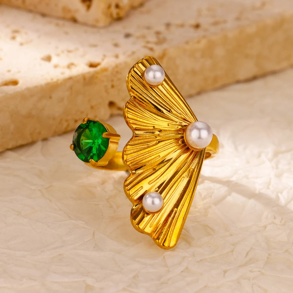 Luxus Edelstahl Ringe Vergoldet Bunte Stein Zirkon Kristall Herz Ring Für Frauen Hochzeit Boho Schmuck Weihnachtsgeschenk