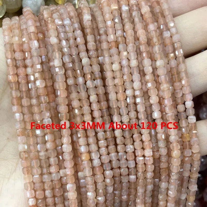 Natürliche Sonnenstein Edelsteine Unregelmäßige Facettierte Rondelle Runde Lose Spacer Perlen Für Schmuck Machen DIY Armband Halskette Zubehör