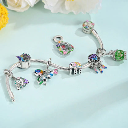 Frühling Charms Perlen Anhänger 925 Sterling Silber Blume Schmetterling Libelle Pilz Charms Fit Armband Frau Mann DIY Schmuck