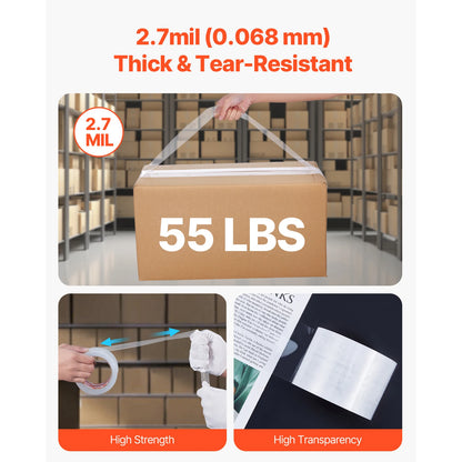 SucceBuy 6/24 Rollen 7,6 cm 70 m hochviskoses, transparentes Klebeband, transparentes Verpackungsband für Büroverpackungen, Expressverpackungen