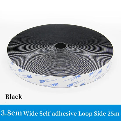 3M 9448A Schwarzes doppelseitiges Klebeband, 25 m, 16–100 mm, starkes, spurloses Seitenbefestigungsband mit Klettverschluss, hochtemperaturbeständig