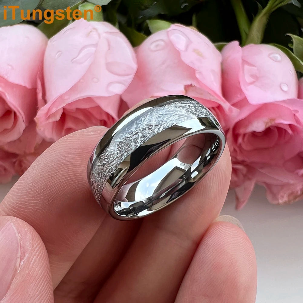 iTungsten 6/8mm Männer Frauen Helle Verlobung Hochzeit Band Wolfram Meteorit Ring Modeschmuck I Love You Graviert