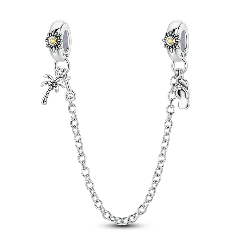 Gemütlicher Charm aus 925er-Sterlingsilber für Strandausflüge, hawaiianischer Bikini, Surfen, Kokosnussbaum, passend für DIY-Armbänder, Halsketten, Reisesouvenirs