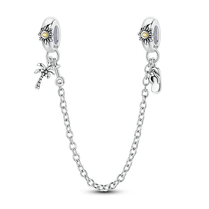 Gemütlicher Charm aus 925er-Sterlingsilber für Strandausflüge, hawaiianischer Bikini, Surfen, Kokosnussbaum, passend für DIY-Armbänder, Halsketten, Reisesouvenirs