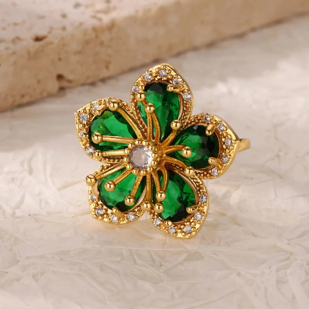 Luxus Edelstahl Ringe Vergoldet Bunte Stein Zirkon Kristall Herz Ring Für Frauen Hochzeit Boho Schmuck Weihnachtsgeschenk