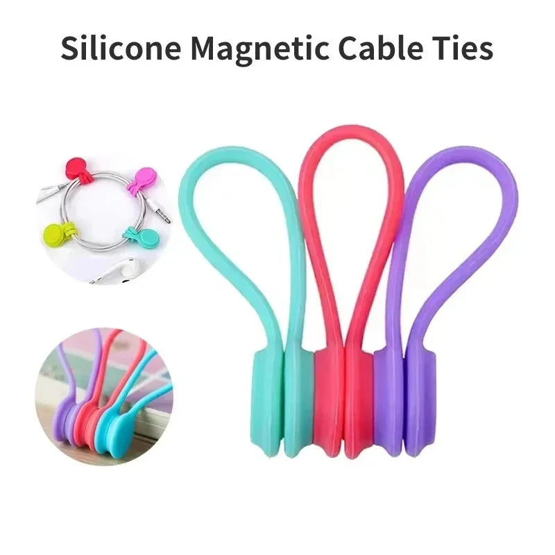 Wiederverwendbare magnetische Kabelbinder – Silikon-Kabel-Organizer-Clips für Drähte, Kopfhörer, Büro, Schreibtisch, Kühlschrank und Buchmarkierung