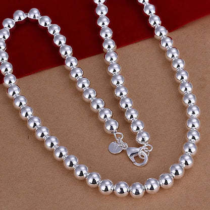 Andara 925 Sterling Silber 4 MM/6 MM/8 MM/10 MM Glatte Perlen Kugel Kette Halskette für Frauen Männer Mode Schmuck