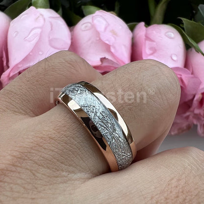 iTungsten 6/8mm Männer Frauen Helle Verlobung Hochzeit Band Wolfram Meteorit Ring Modeschmuck I Love You Graviert