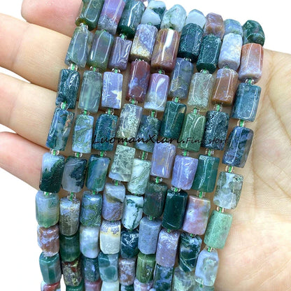 8x12mm Naturstein Grüner Malachit Unregelmäßiger Zylinder Lose Distanzperlen für Schmuckherstellung Diy Armband Charms Zubehör