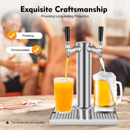 Doppeltappiger Edelstahl-Bierzapfturm für Bars/Restaurants, Kupferkonstruktion, Auslaufsichere Doppel-Getränkespender