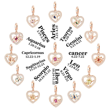 Roségold-Serie, 925er-Sterlingsilber, Zwölf Sternbilder, Halbmondkrone, High-Heel-Charm, passend für DIY-Armbänder, Halsketten, Geschenke