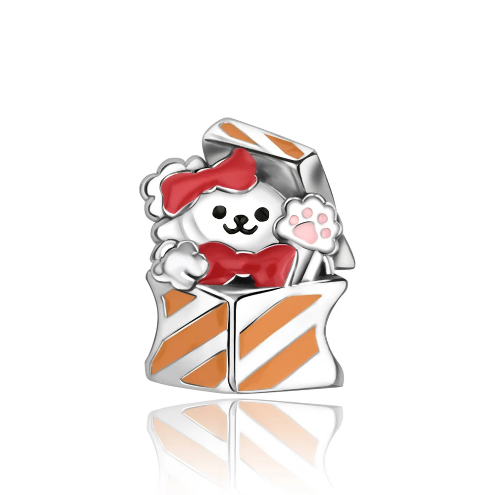 Frohe Weihnachten-Charm aus 925er-Sterlingsilber, Kiefernbaum, Weihnachtsmann, Schneehaus, passend für DIY-Armbänder, Halsketten, Urlaubs- und saisonale Geschenke