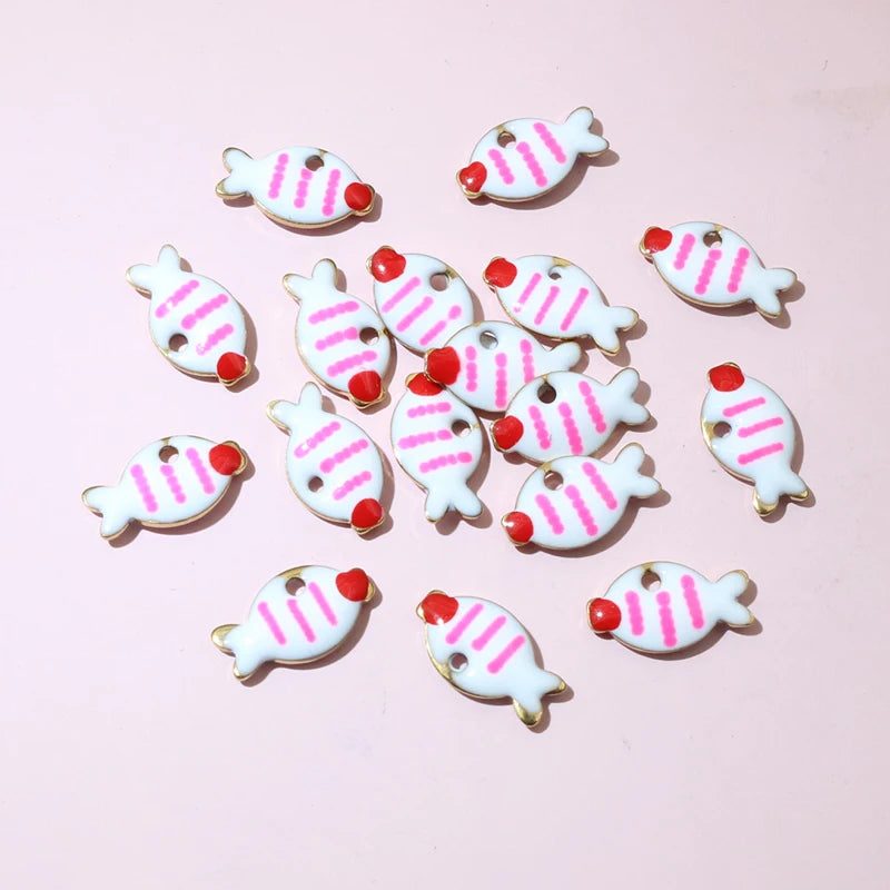 20 Stück 10x6mm Edelstahl Emaille Fisch Charms Anhänger niedlich klein Edelstahl DIY Schmuck Herstellung Zubehör Ergebnisse