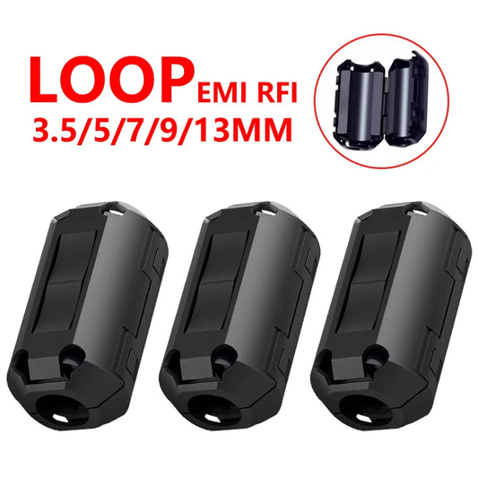 20PCS 3,5/5/7/9/13mm Ring Core Ferrit Bead Clamp Choke Spule EMI RFI Noise Filter Clip Snap Kabel für Schwarz Magnetische Snap-on