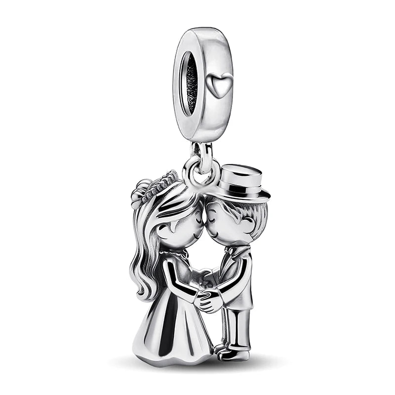 Charms aus 925er-Sterlingsilber für Jungen und Mädchen, Paar-Serie, Vorschlag, Geständnis, Perlen, passend für Original-Pan-Armbänder, edler Schmuck, Geschenk