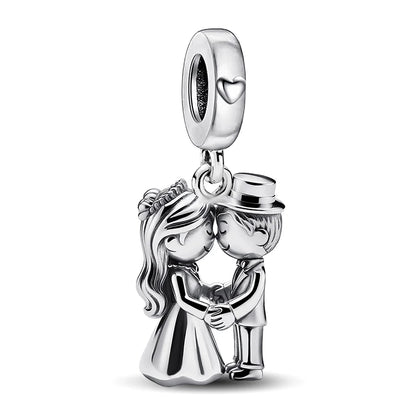 Charms aus 925er-Sterlingsilber für Jungen und Mädchen, Paar-Serie, Vorschlag, Geständnis, Perlen, passend für Original-Pan-Armbänder, edler Schmuck, Geschenk