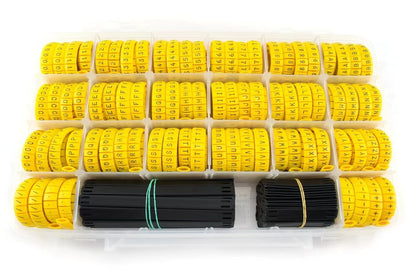 330-teiliges Routenmarker-Set in Schwarz auf Gelb, K-Typ-Kabelmarkierungsetiketten, Kabelnummernmarkierungen für Kabel bis A bis Z, Nummern 0 bis 9