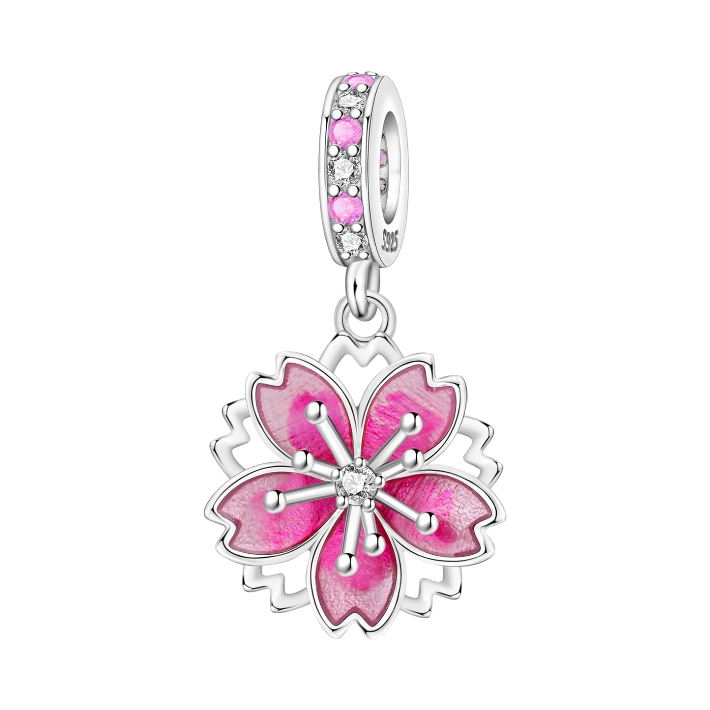 Bunter Schmetterlingsanhänger aus 925er-Sterlingsilber mit Blumen, Perlen, Käfer und Marienkäfer, passend für Armbänder, exquisite Anhänger-Geschenke