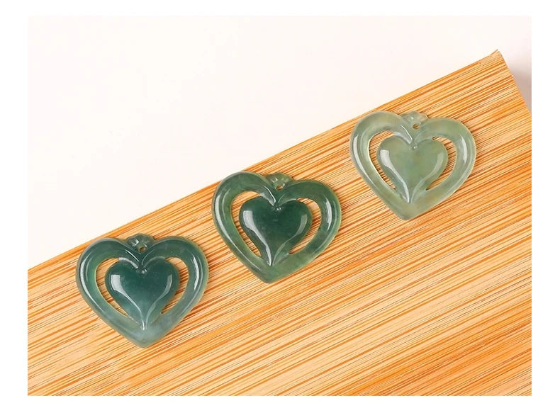 1 piece natural stone Guatemala jadeite carved heart shape emerald bead for jewelry making DIY necklace bracelet charms accessories