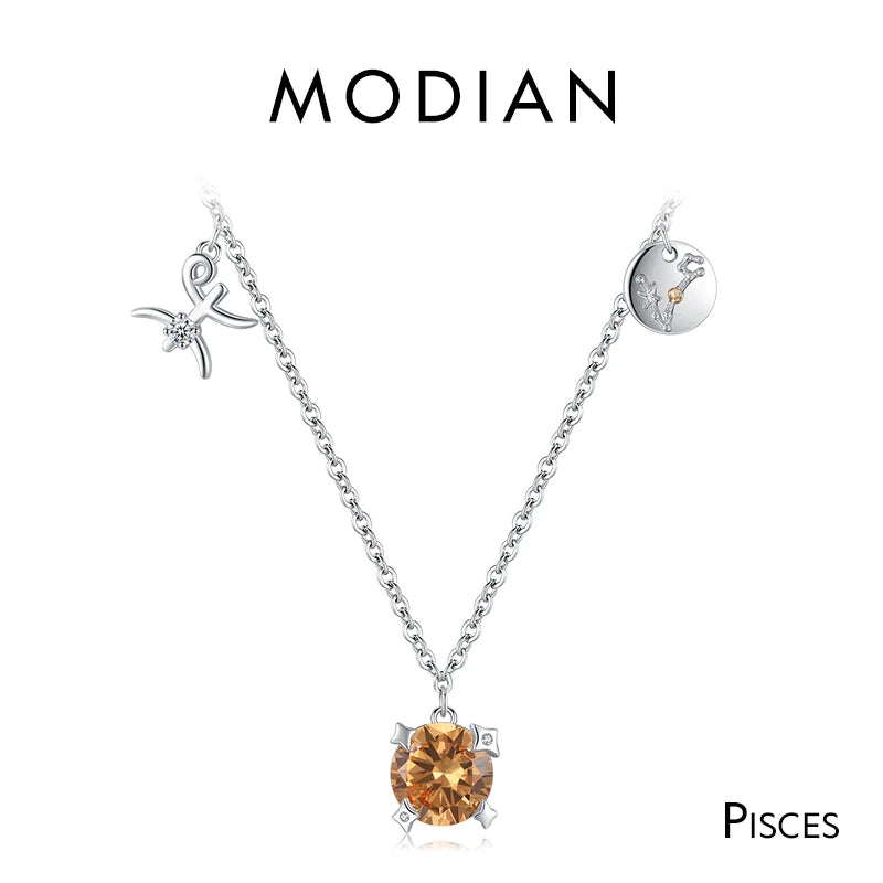 Modian 925 Sterling Silber Regenbogen Zirkonia Skorpion Geburts stein Sternzeichen Symbol Charme Anhänger Halsketten für Frauen edlen Schmuck