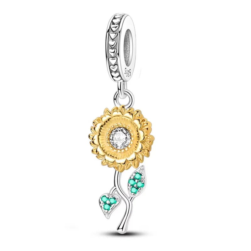 Original-Charm-Perlen aus 925er-Sterlingsilber, goldener Leopard, Glühwürmchen, Schmetterling, Heißluftballon-Perlen, passend für DIY-Armbänder, edler Schmuck