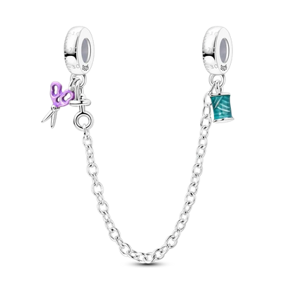 Original 925 Sterling Silber Nähmaschine Schere Charms Perle eingelegt rosa Zirkonium Anhänger passen Armband Schmuck Liebhaber Geschenk