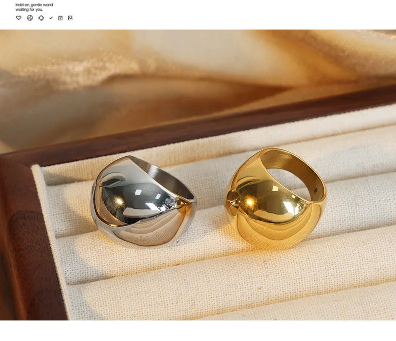 Mode Frauen Edelstahl Ring Oval Weibliche Luxus Ring Punk Zubehör Ästhetik Schmuck Party Geschenk Großhandel