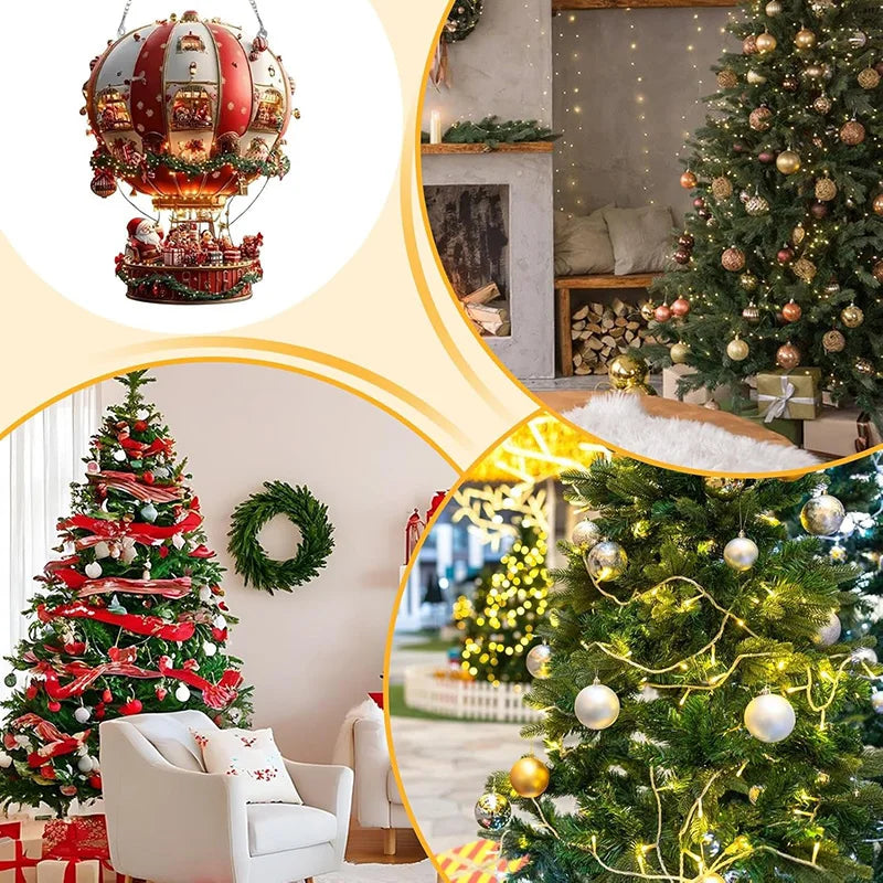 2D Weihnachtsmann Fallschirm Weihnachtsbaum Ornamente Neujahr Party Dekoration 2025, Weihnachten Indoor Outdoor Home Decor DIY Geschenke