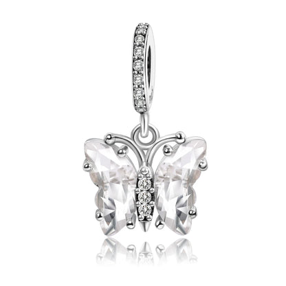 Grüner Schildkröten-Anhänger aus 925er-Sterlingsilber und blauer Schmetterling, baumelnder Charm, passend für Schlangenarmband, Boutique-Halskette, exquisite Geschenke