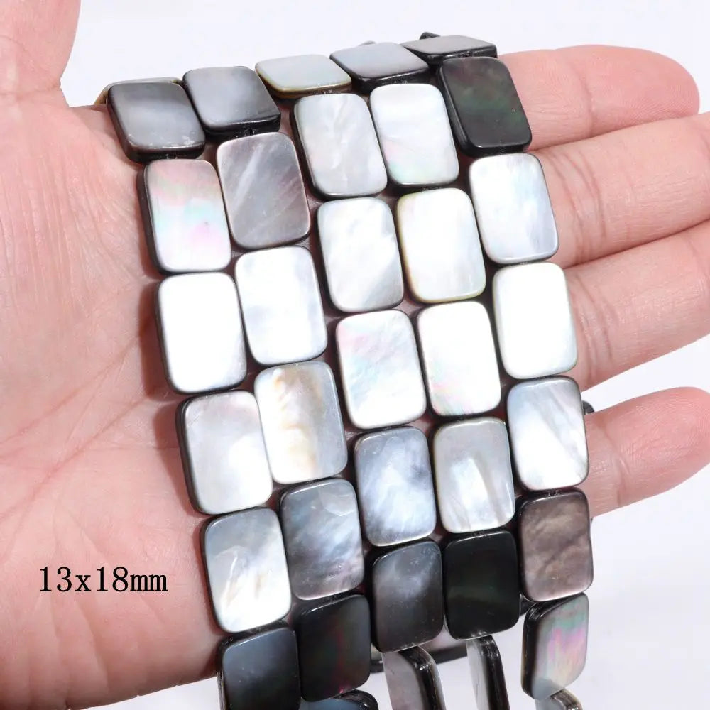 Natürliche graue schwarze Muschelperlen, rund, quadratisch, Perlmutt-Muschelperlen für die Schmuckherstellung, DIY-Charm, Halskette, Armband, Ohrringe