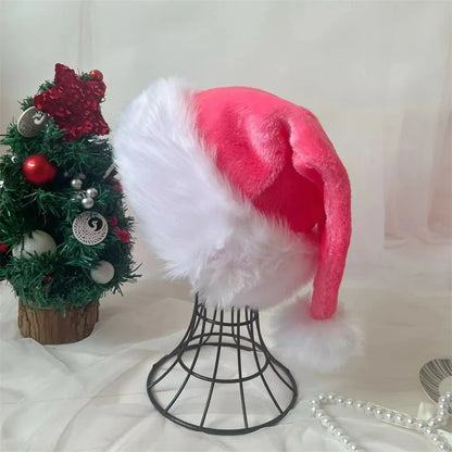 Weihnachtsmannmütze, Weihnachten, rosa, lang, Plüsch, Urlaub, rot, schwarz, für Erwachsene und Kinder, Unisex, 2024, Neujahr, festliches Partyzubehör