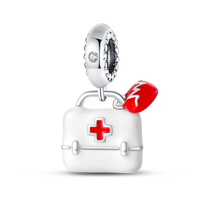 Original 925 Sterling Silber Charm Perlen Medizinische Serie Arzt Krankenschwester Pflege Für Zähne Anhänger Für Armband Edlen DIY Schmuck