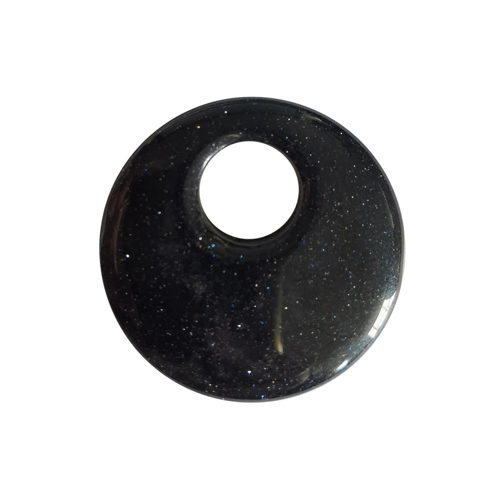 Natürliche 30 mm Donut-Edelstein-Charms für die Herstellung von Schmuck, 8 mm Loch, Polierkristall, runder Glücksmünzenschutz, Heilung